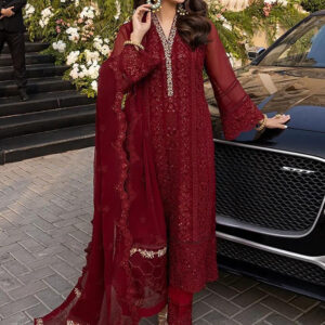 Embroidered Front & Back Daman Patch Chiffon Embroidered Dupatta With 4 Sided Applic Full Embroidered Chiffon