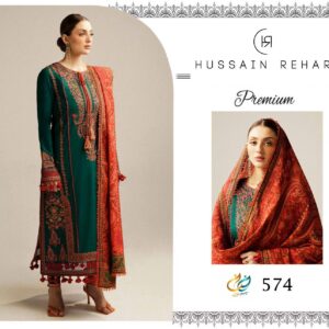 HUSSAIN REHAR 100% FULL DYED PREMIUM LAWN HEAVY EMBROIDERD