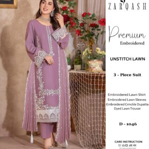 ZARQASH D#1046  PREMIUM LAWN 🚨 100% FULL DYED Premium LAWN
