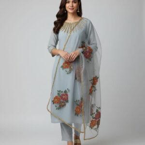 ORGANZA HANDMADE & PAINT BRUSH DUPATTA LUXURY UNSTITCHED 2pc